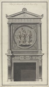 Headfort Evi. Yemekhane, Baca Parçası, 1771 (kalem & mürekkep ve kağıt üzerine yıkama) by Robert Adam